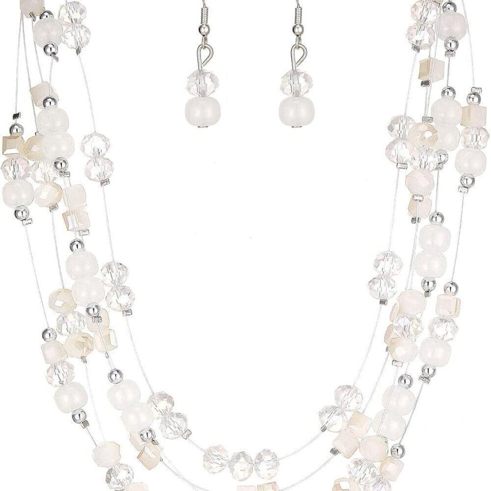 Layered Chunky Statement Necklace for Women Colorful Boho Beaded Necklaces and E